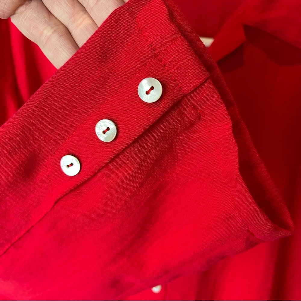 Fridaze Linen Redefined Red Button Up Top M - image 5